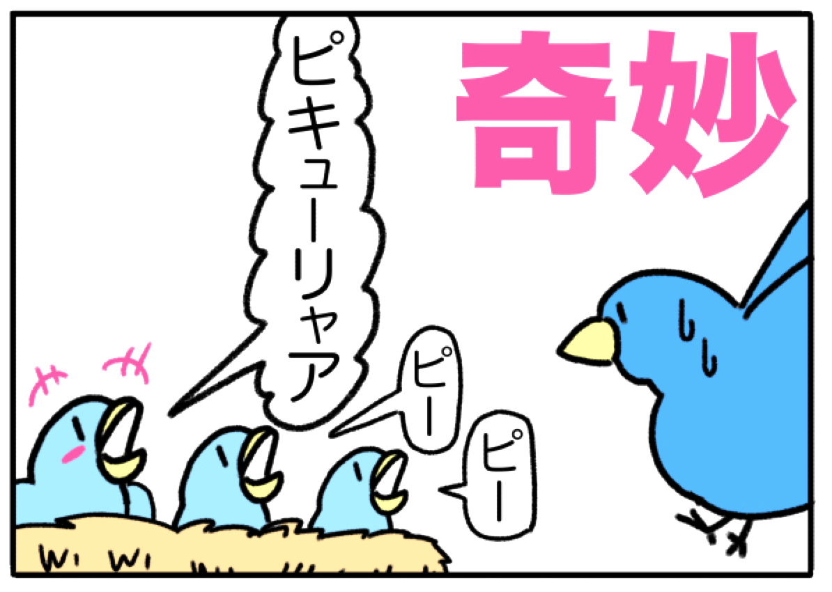 Peculiar ピキューリャアという奇妙な鳴き声 英単語 語呂合わせ4コマ英単語 語呂合わせ4コマ Peculiar ピキューリャアという奇妙な鳴き声 英単語 語呂合わせ4コマ英単語 語呂合わせ4コマ