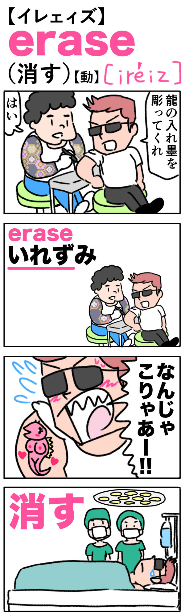 erase（消す）の語呂合わせ英単語