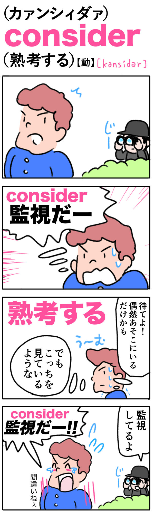 consider（熟考する）の語呂合わせ英単語