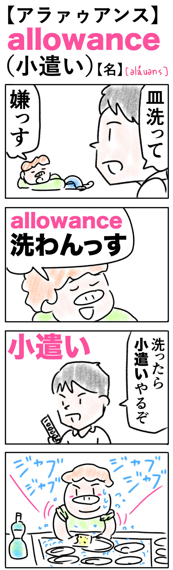 allowance（小遣い） の語呂合わせ英単語
