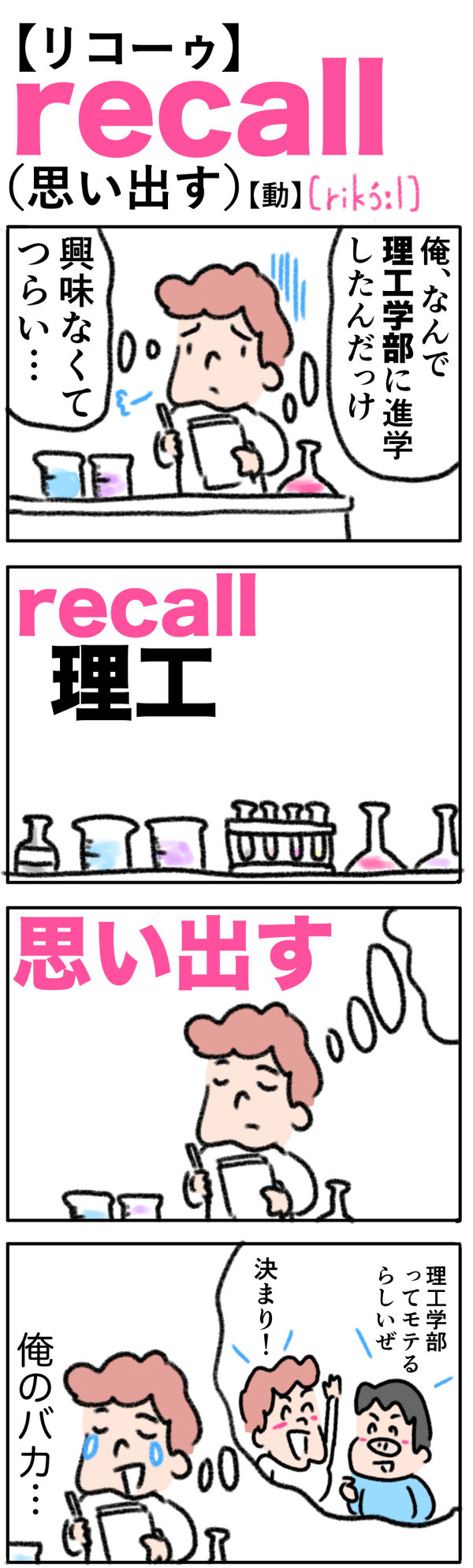 recall（思い出す）の語呂合わせ英単語