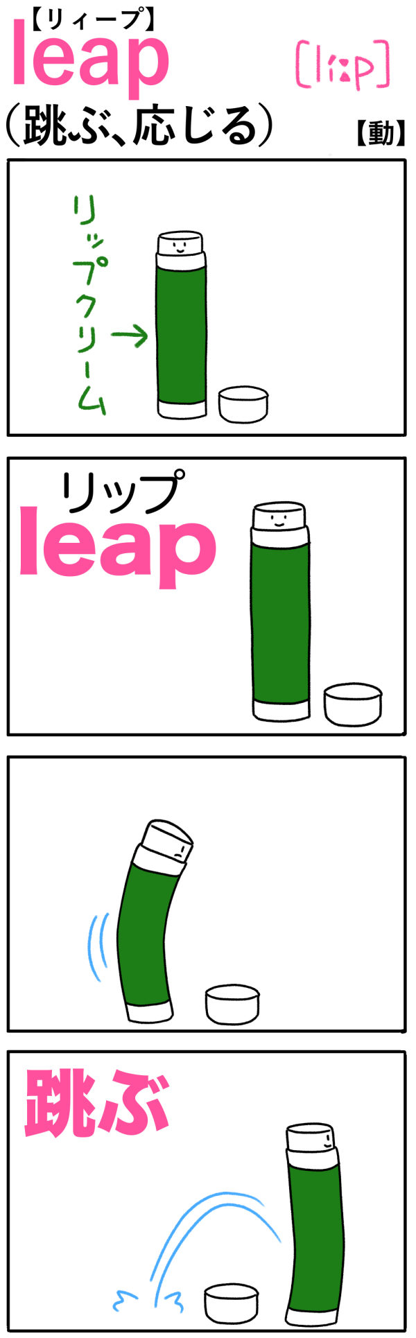 leap（跳ぶ）の語呂合わせ英単語