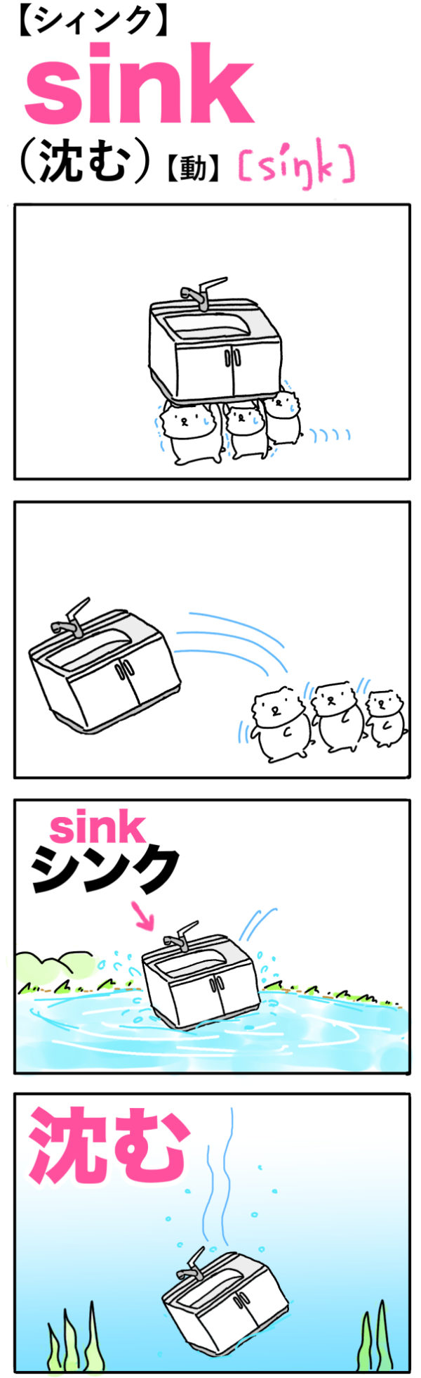 sink（沈む）の語呂合わせ英単語