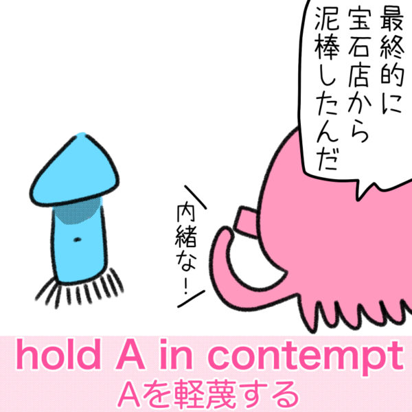 hold A in contempt （Aを軽蔑する）の覚え方